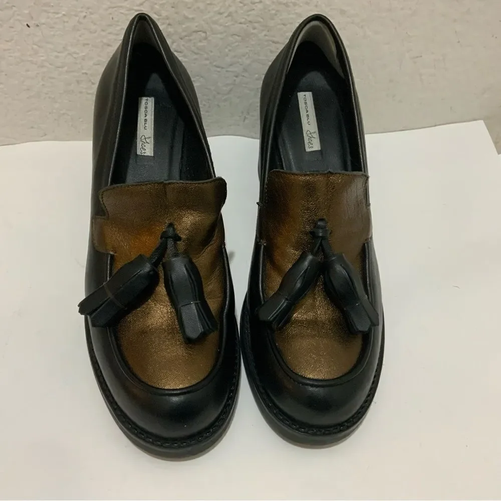 Tosca Blu tassel  Shoe bronze black leather Size 41 EUR / 9 US